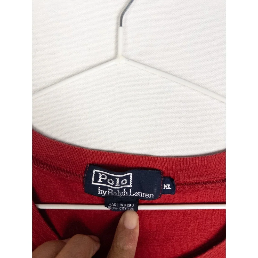 VTG Polo Ralph Lauren Sweatshirt Mens XL Red Solid Cotton Pony Pullover‎
